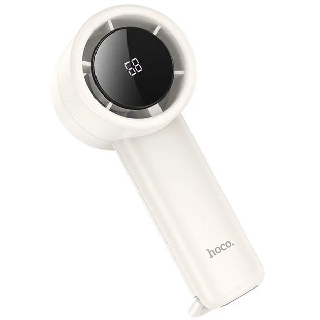 Hoco Portable Handheld Mini Fan with LED Display – Rechargeable USB Personal Fan