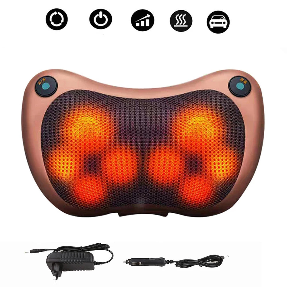 6-Head Shiatsu Massage Pillow for Neck, Back, Shoulder & Waist - Electric Deep Tissue Kneading Massager with Heat, Perfect for Home, Office, and Car Use